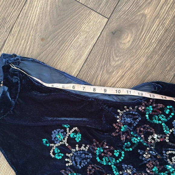 FREE PEOPLE Jill's Sequin Swing Velvet Dress in Blue Combo  Sz: XS - Picture 13 of 16